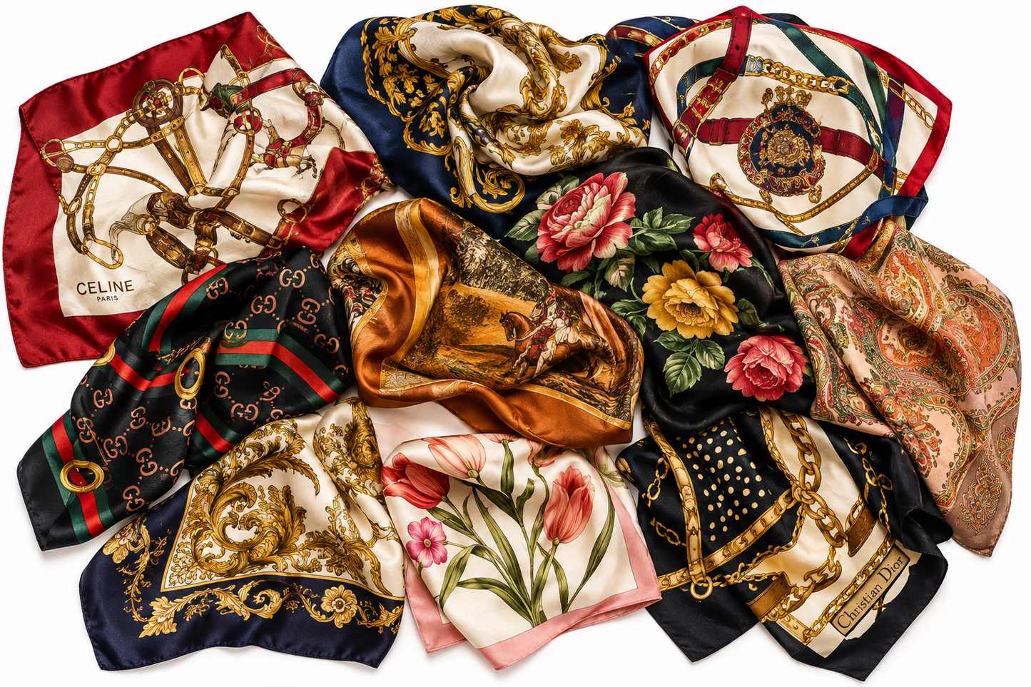VINTAGE SILK SCARVES — 100% SILK